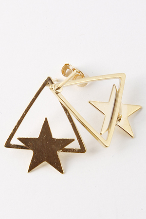 Star Topped Triangle Stud Earring 5FAD4